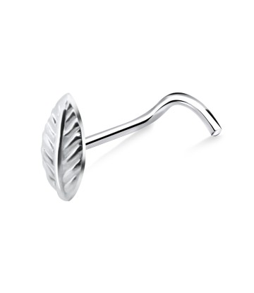 Leaf Shaped Silver Curved Nose Stud NSKB-615